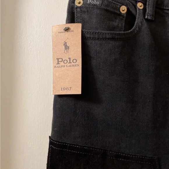 polo ralph lauren callen black jeans with suede leather - Picture 3 of 6